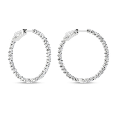 14K White Lab Grown Diamond Hoop Earrings