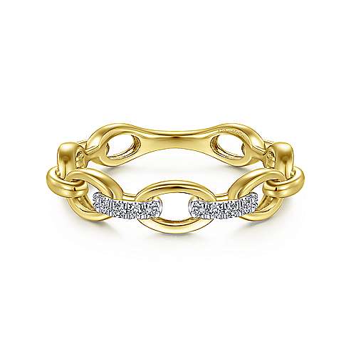 14K Yellow Stackable Natural Diamond Ring Size 6.5