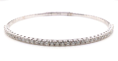 14K White Gold Natural Diamond Bangle Bracelet