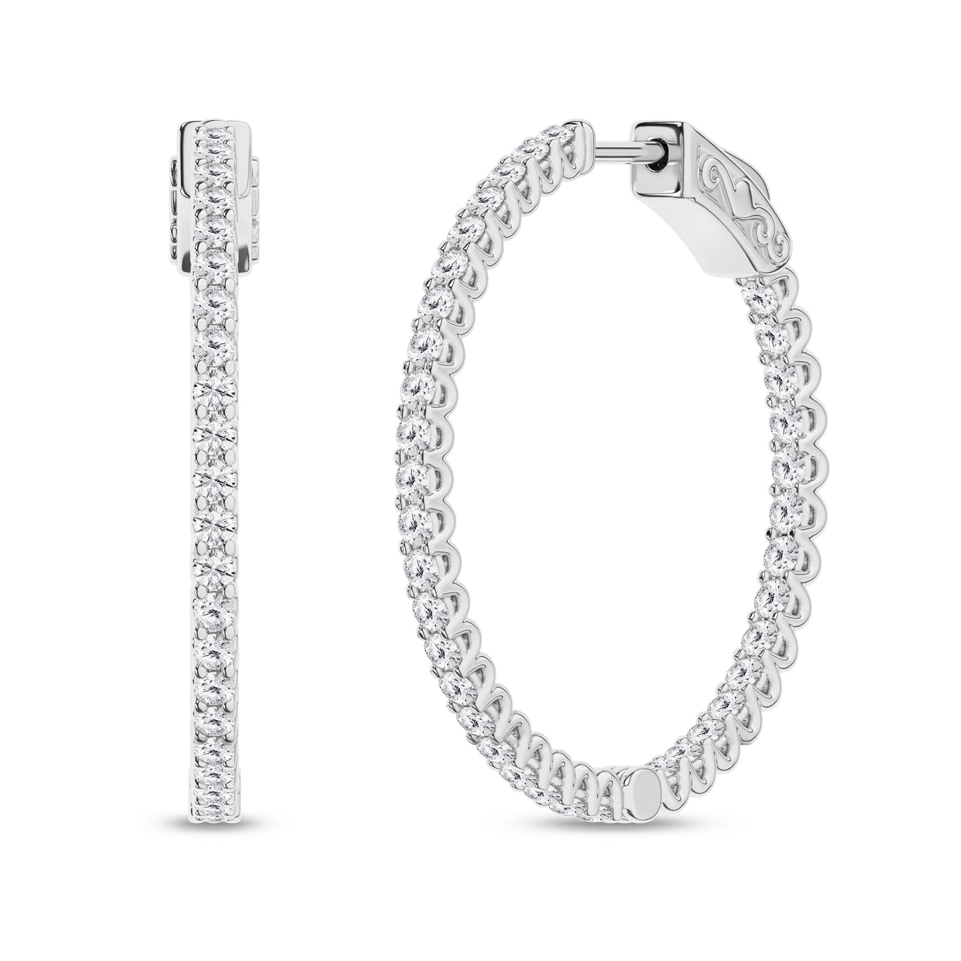 14K White Lab Grown Diamond Hoop Earrings