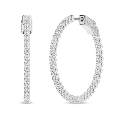 14K White Lab Grown Diamond Hoop Earrings