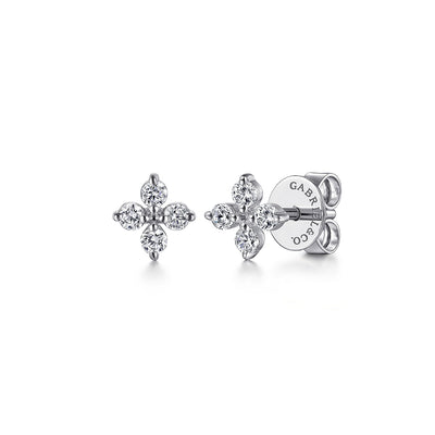 14K White Natural Diamond Stud Earrings