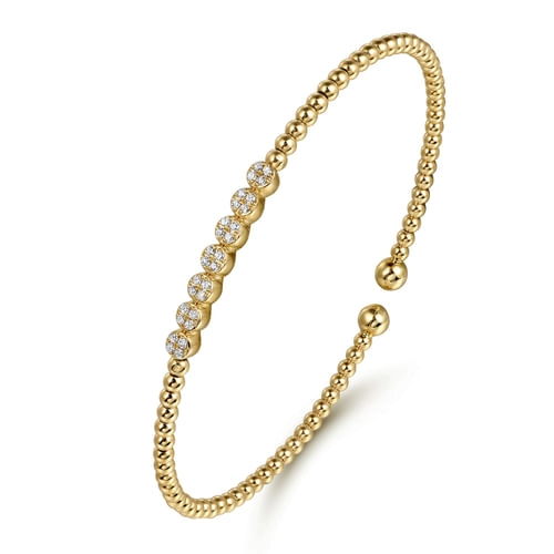 14K Yellow Natural Diamond Cuff Bracelet