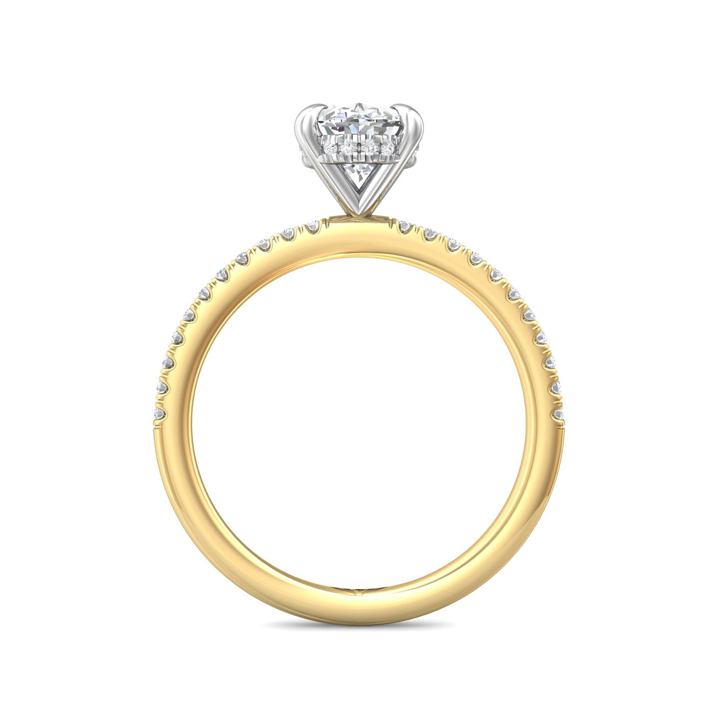 14K Yellow & White Natural Diamond Semi-Mount Ring that accomodates a 8.00 mm Center