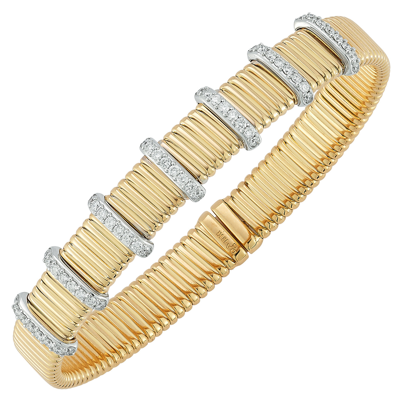 18K Yellow & White Natural Diamond Cuff Bracelet