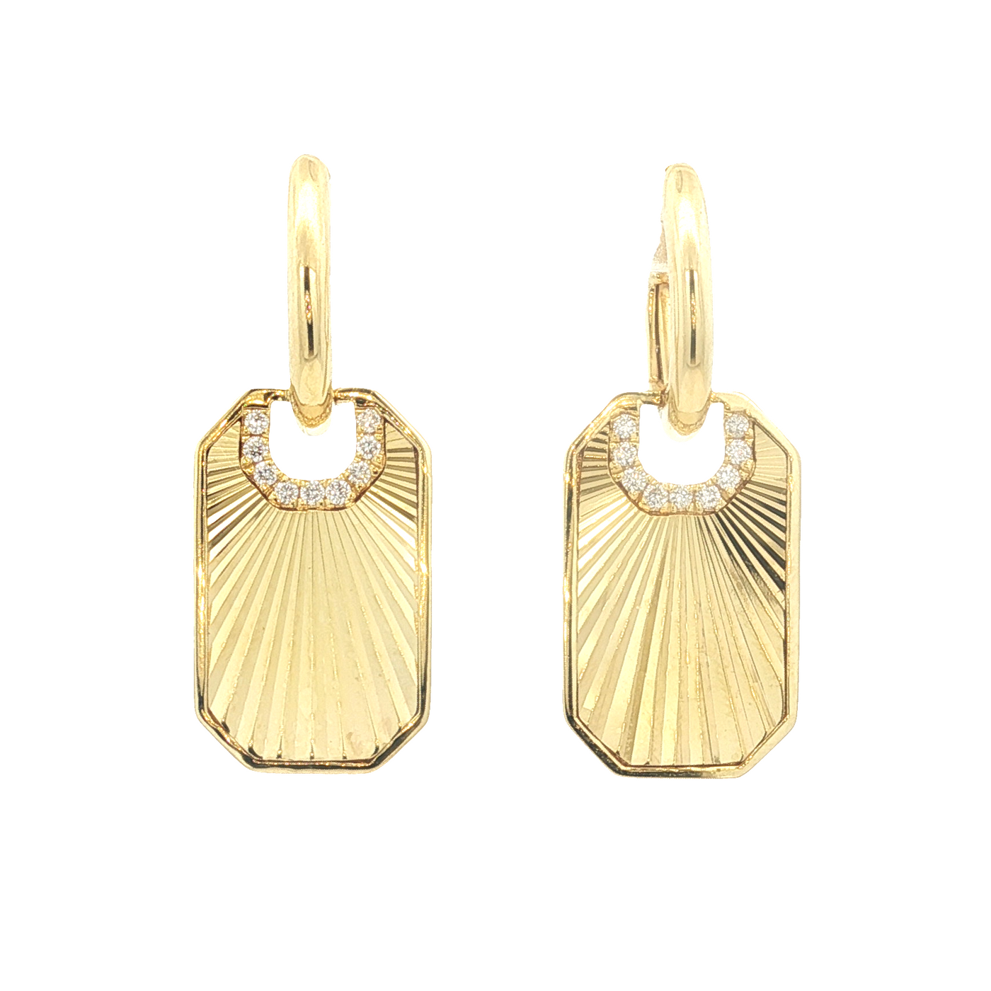 14K Yellow Gold Natural Diamond Dangle Earrings
