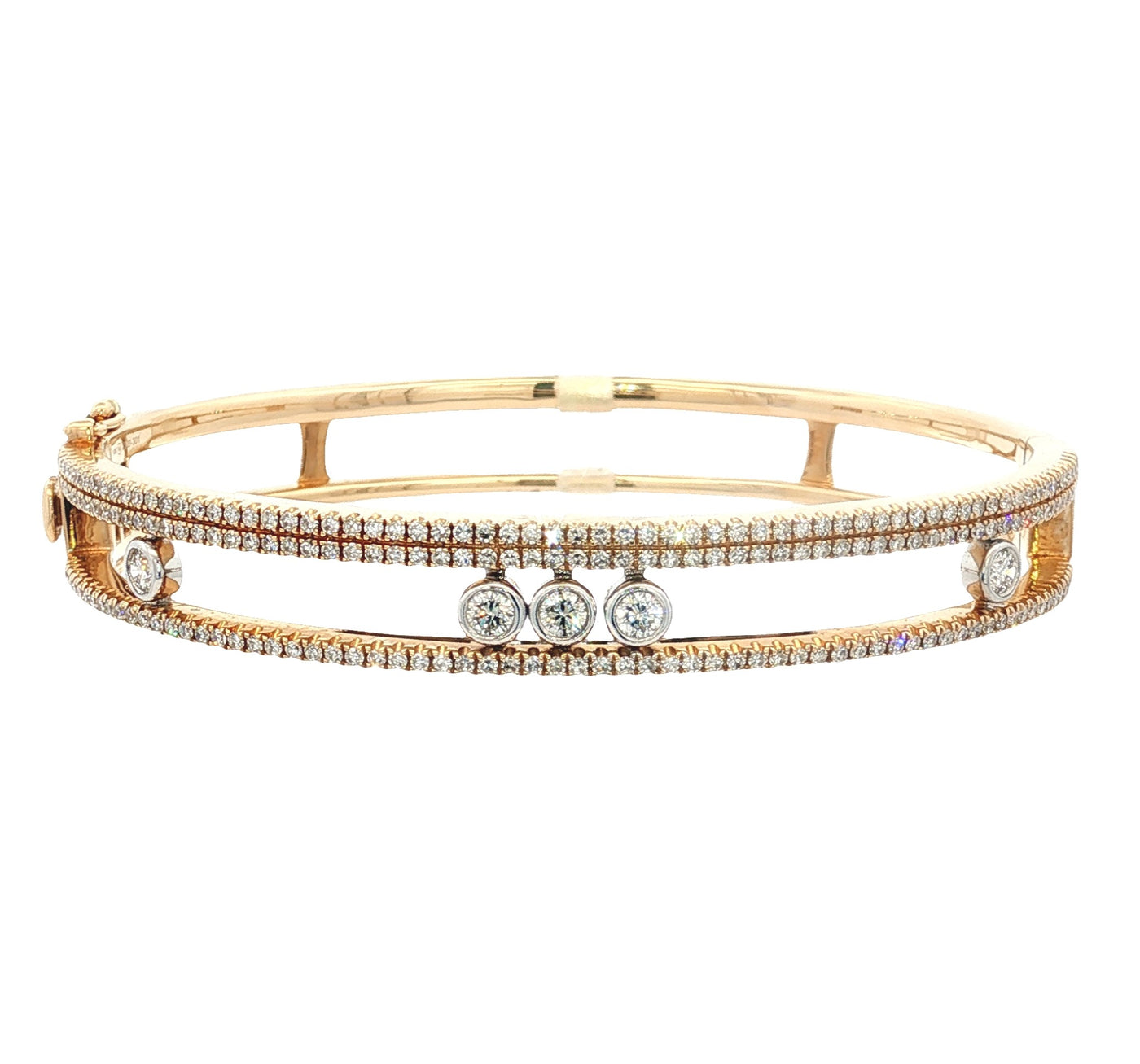 14K Yellow Gold Natural Diamond Hinged Bangle Bracelet