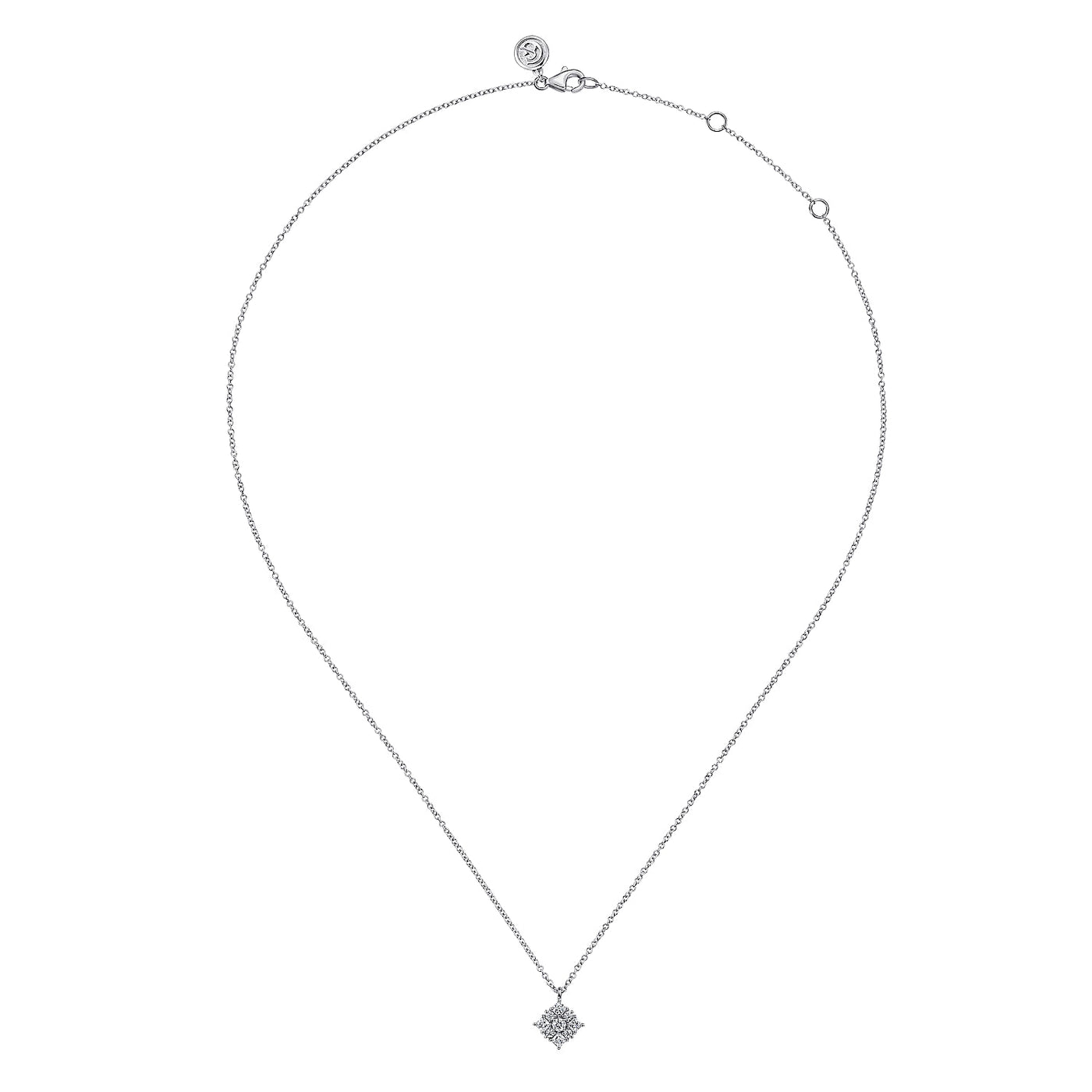 14K White Natural Diamond 17.5 inch Necklace