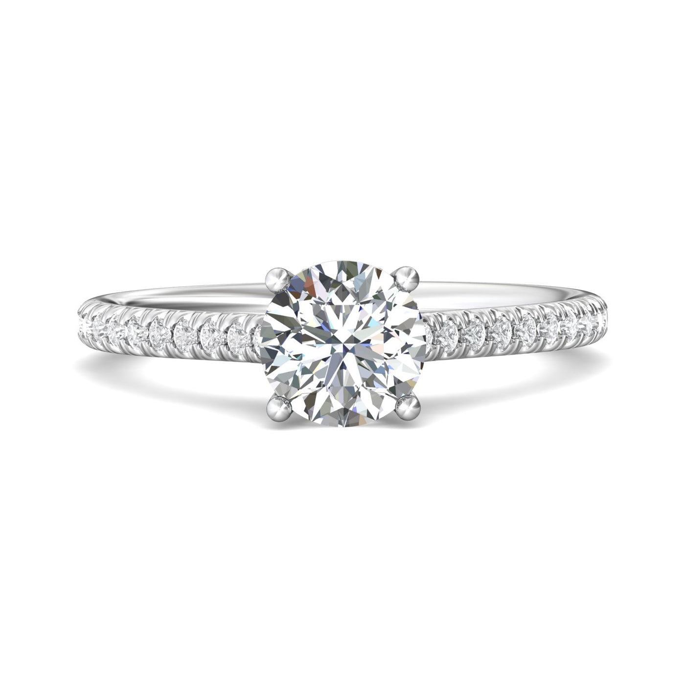 14K White Natural Diamond Semi-Mount Ring that accomodates a 6.50 mm Center