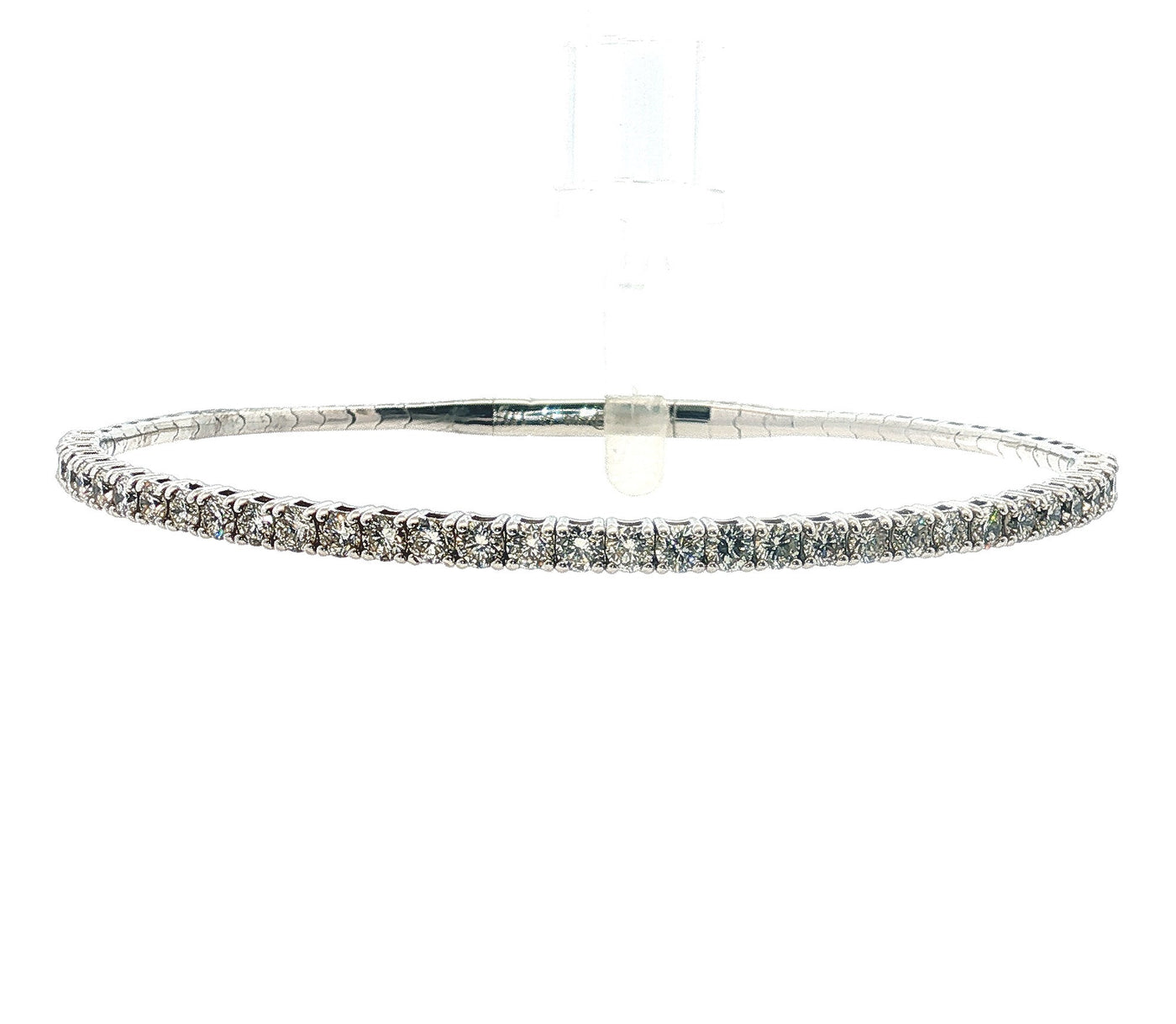 14K White Gold Natural Diamond Flexible Bangle Bracelet