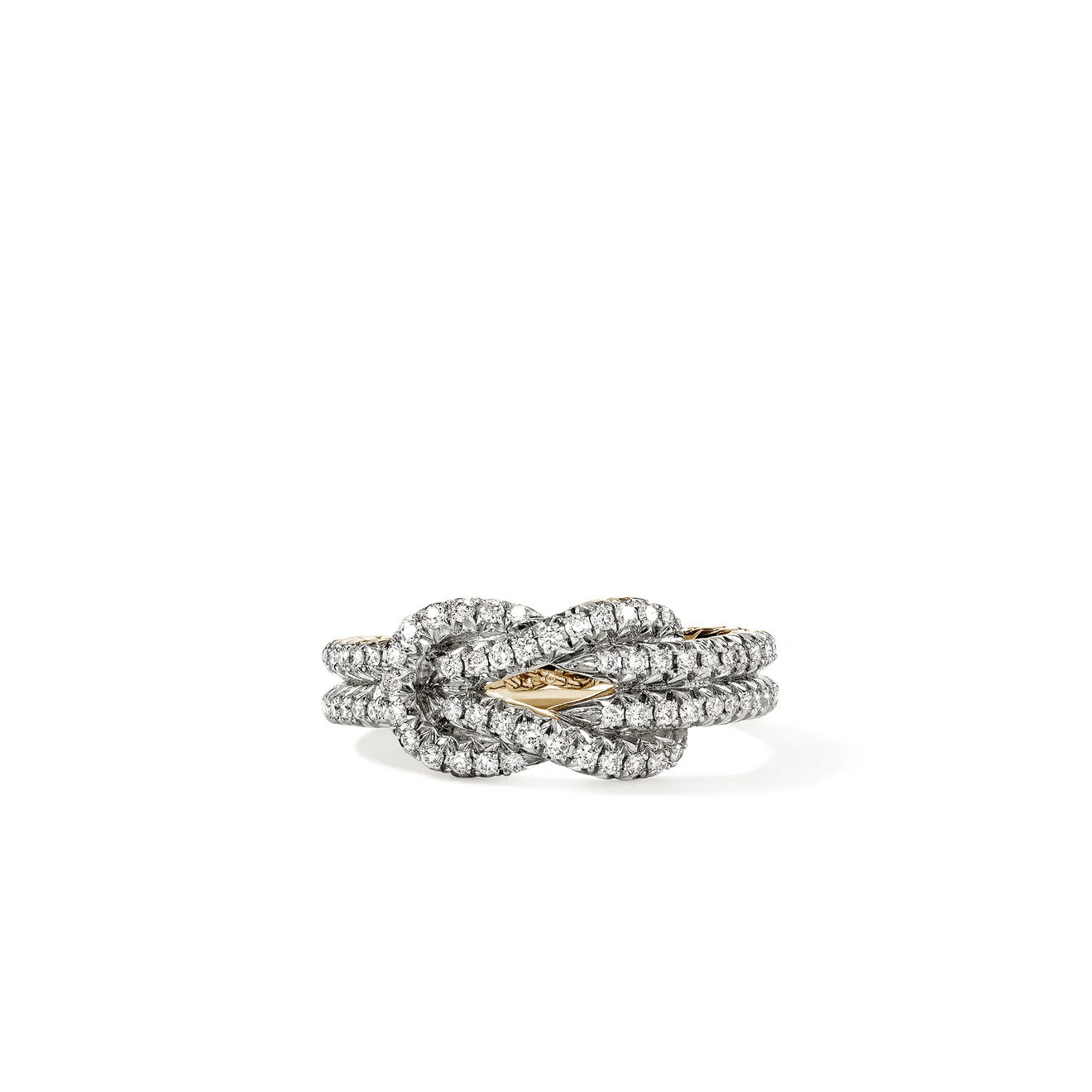14K Yellow & White Love Knot Natural Diamond Ring Size 7
