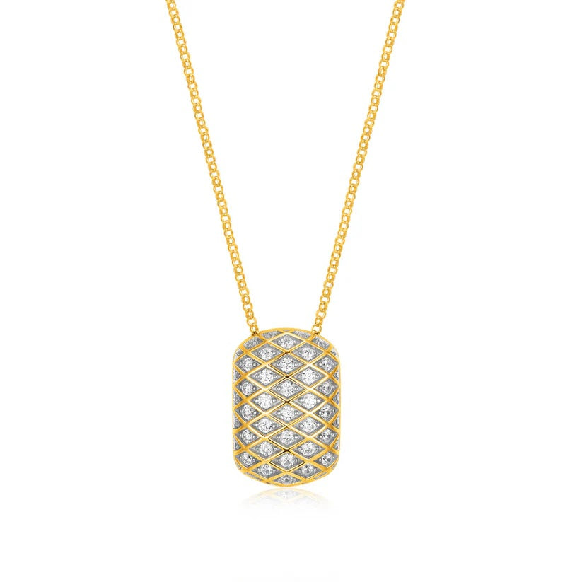 Sterling/14K Gold Finish Necklace with Cubic Zirconium 17 inch
