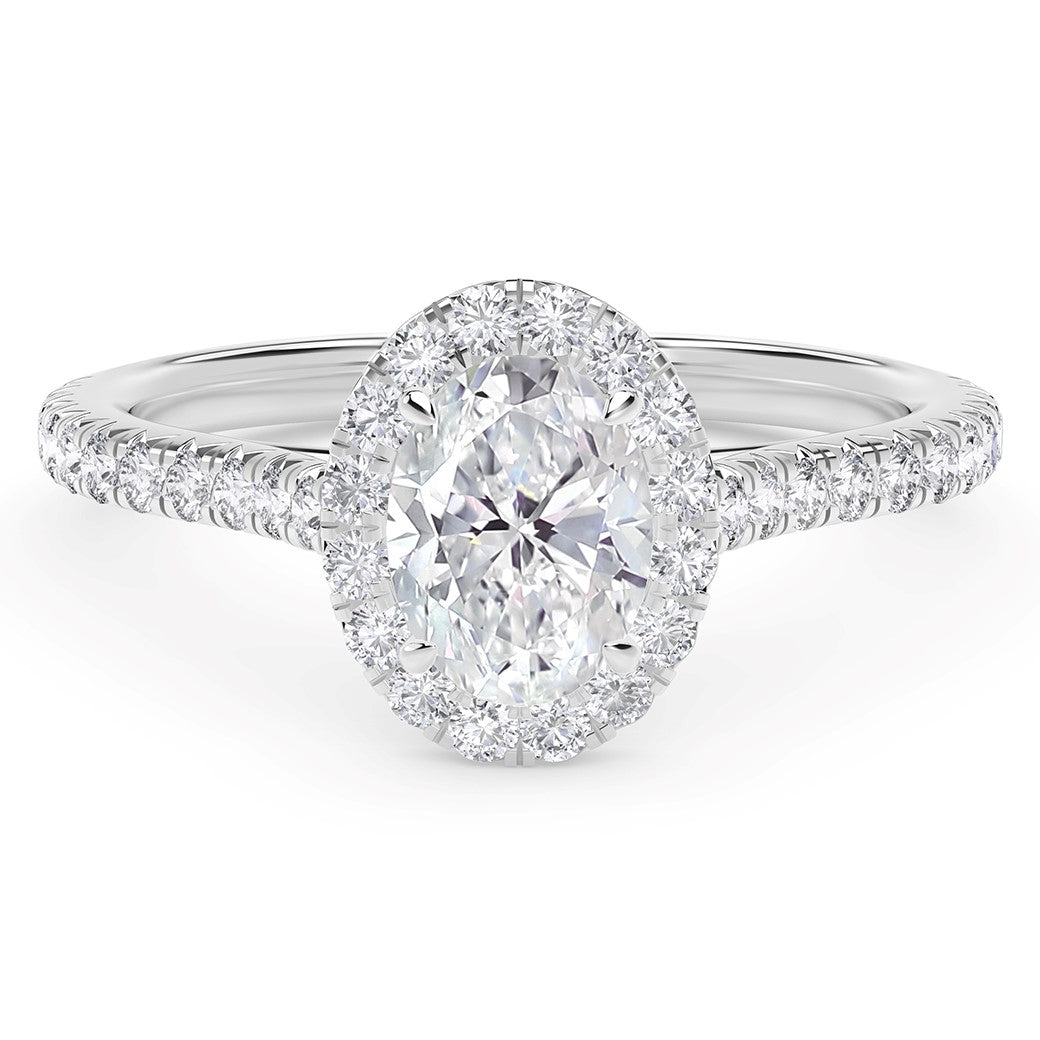 Platinum Oval Natural Diamond Halo Engagement Ring