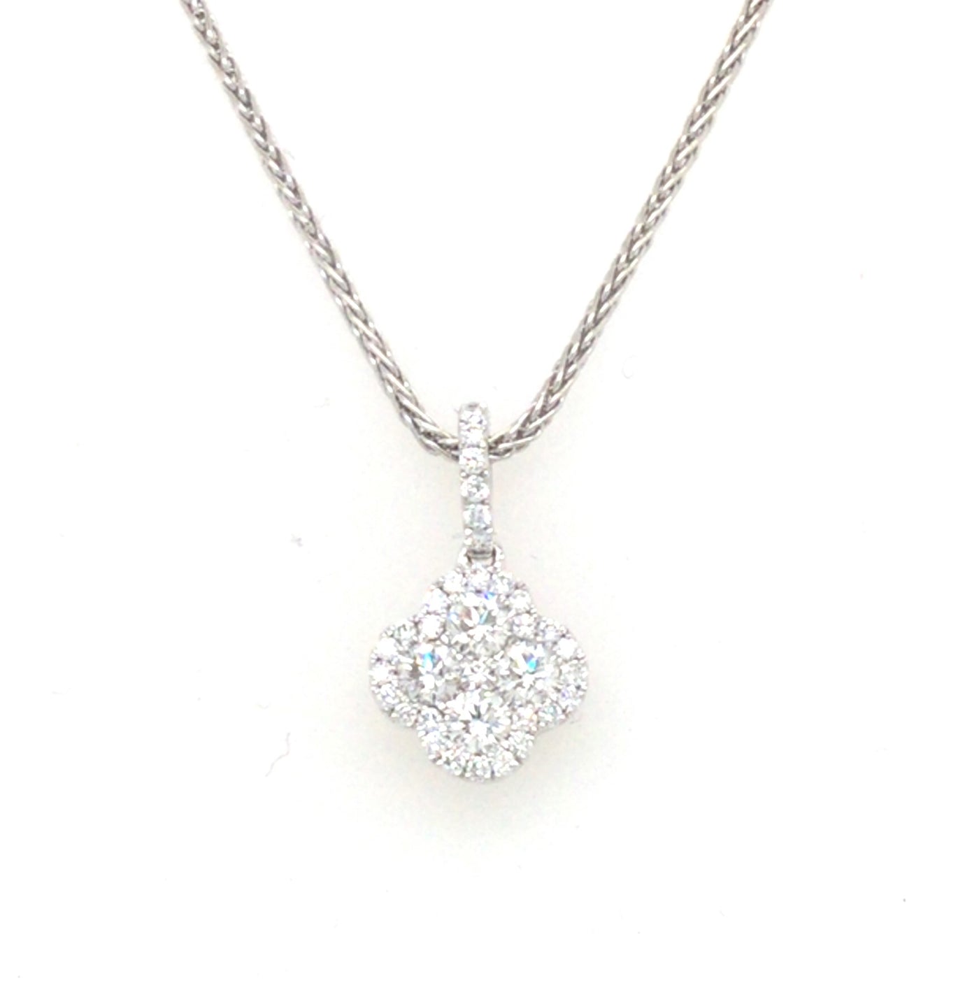 18K White Natural Diamond 16 inch Necklace