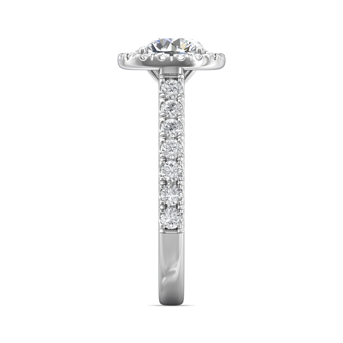 14K White Natural Diamond Semi-Mount Ring that accomodates a 7.00 mm Center