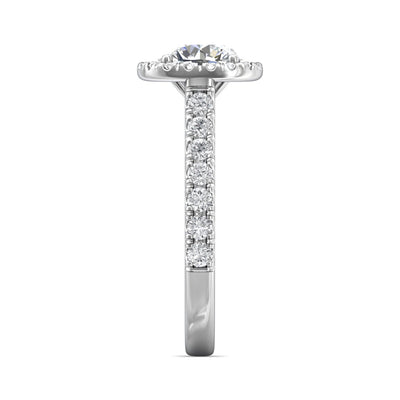 14K White Natural Diamond Semi-Mount Ring that accomodates a 7.00 mm Center