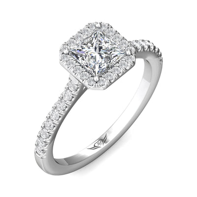 14K White Natural Diamond Semi-Mount Ring that accomodates a 5.00 mm Center
