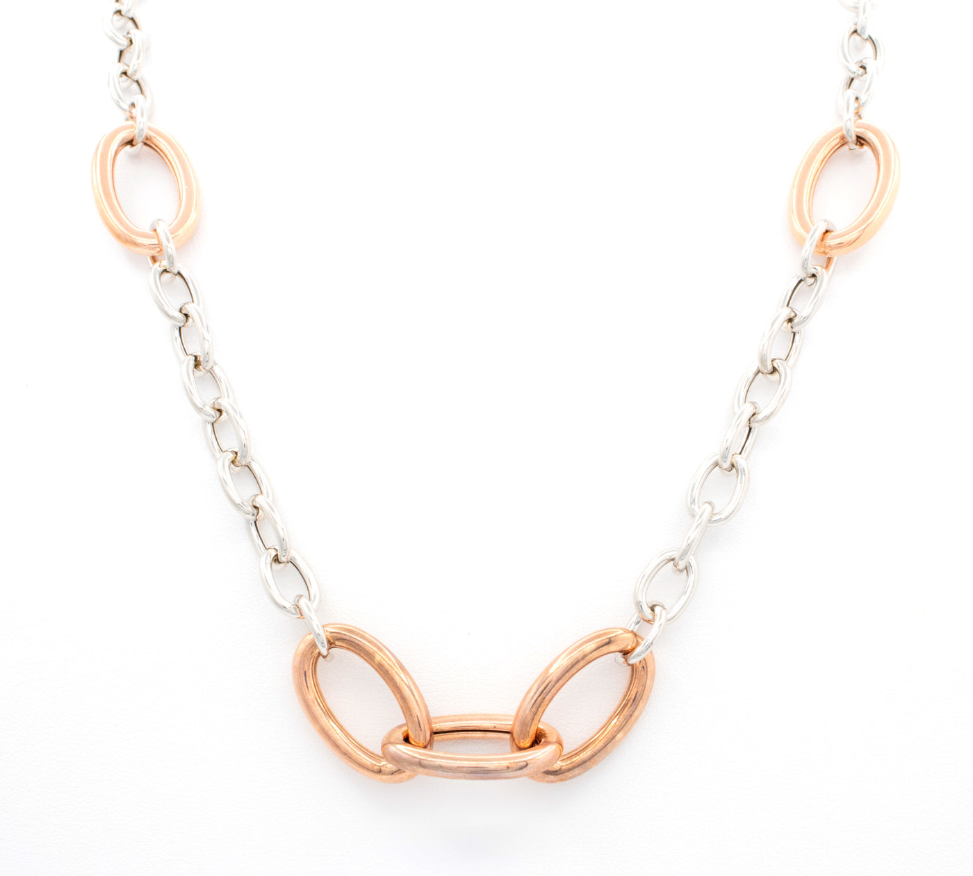 14K White & Rose Gold Omega Necklace