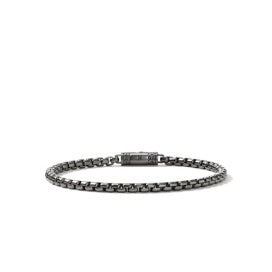 Sterling Silver Black Box Chain Bracelet Size 8