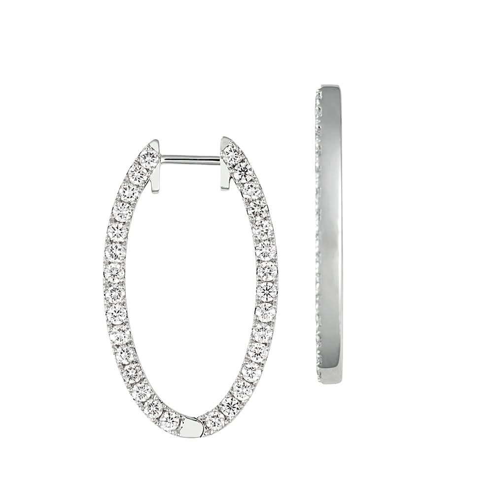 14K White Lab Grown Diamond Hoop Earrings