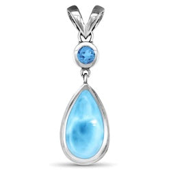 Sterling Silver Larimar and Blue Topaz 20 inch Necklace