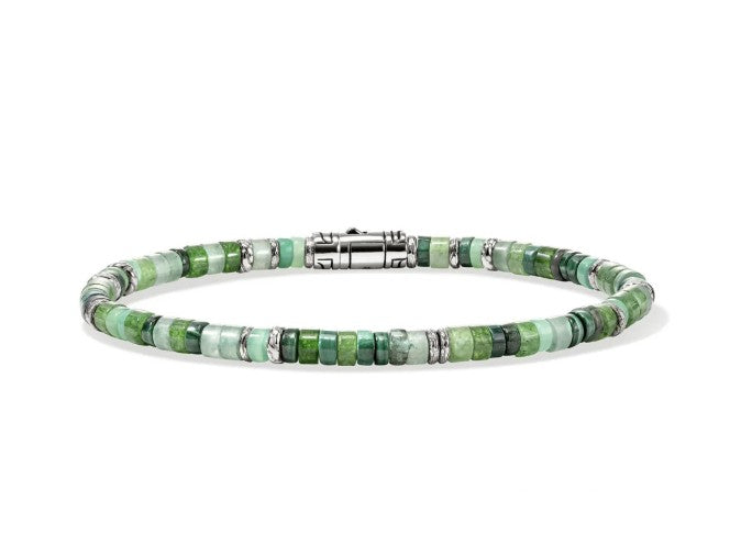 Sterling Silver Green Bead Bracelet