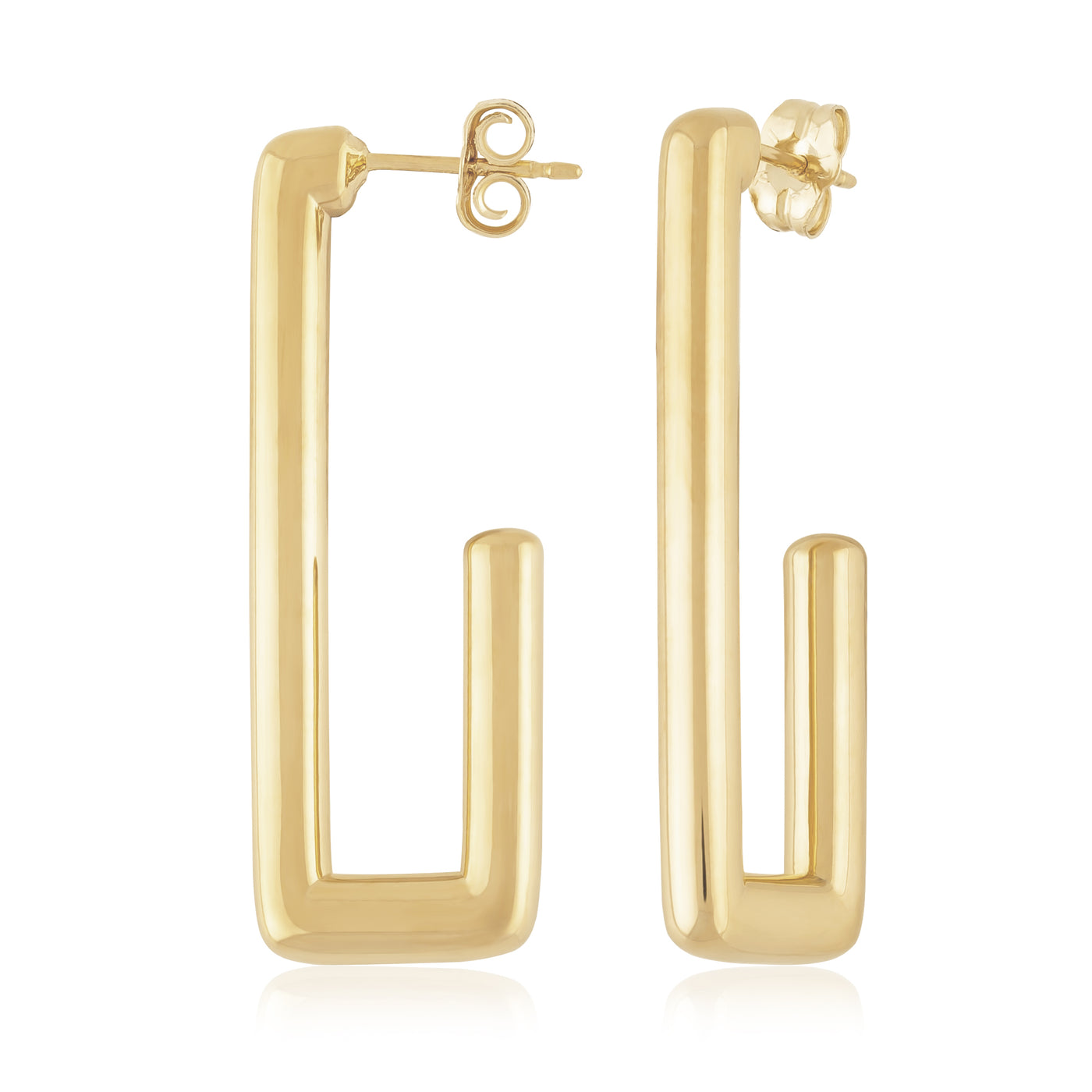 14K Yellow J Hoop Earrings
