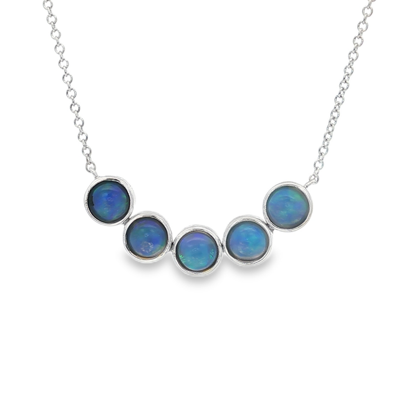 14K White Gold Opal 18 inch Necklace