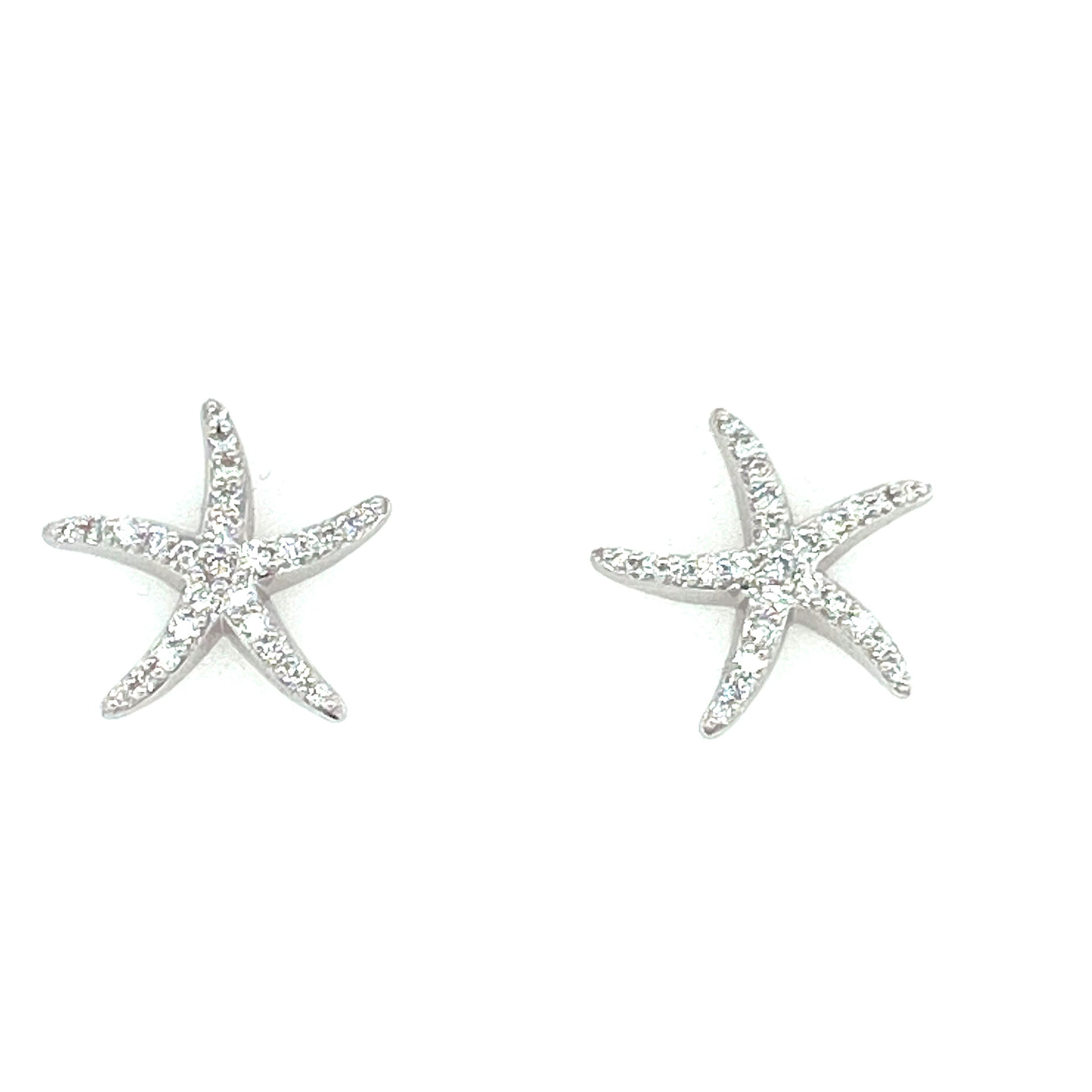 14K White Natural Diamond Stud Earrings