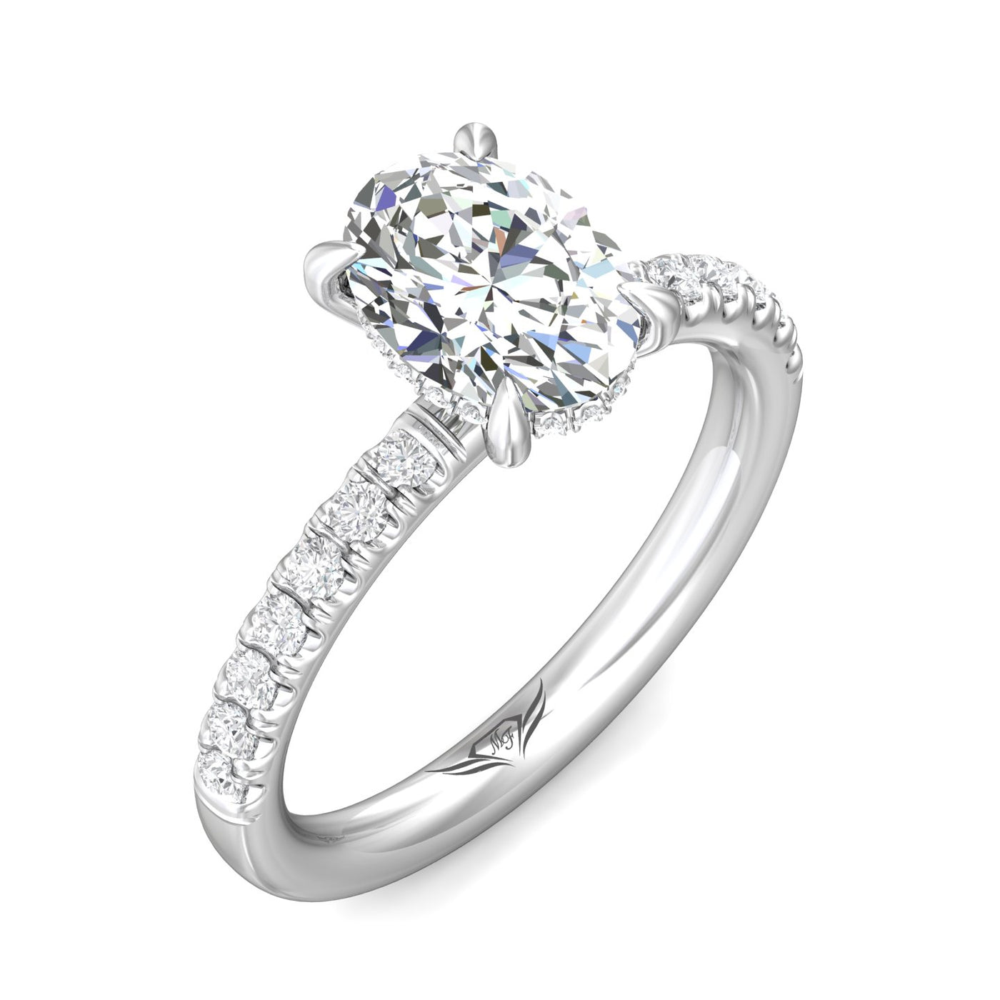 Platinum Oval Natural Diamond Solitaire Engagement Ring