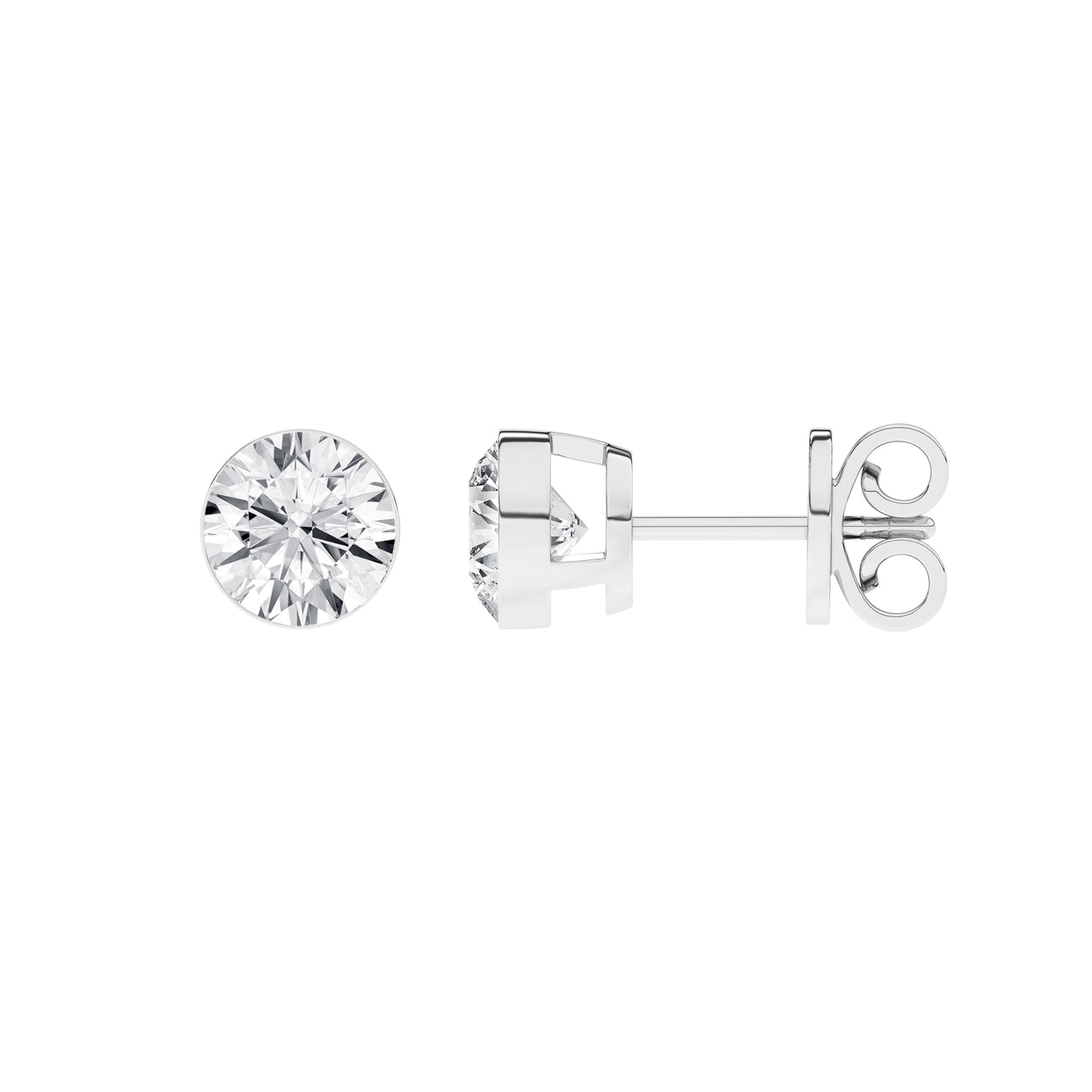 14K White Bezel Lab Grown Diamond Stud Earrings