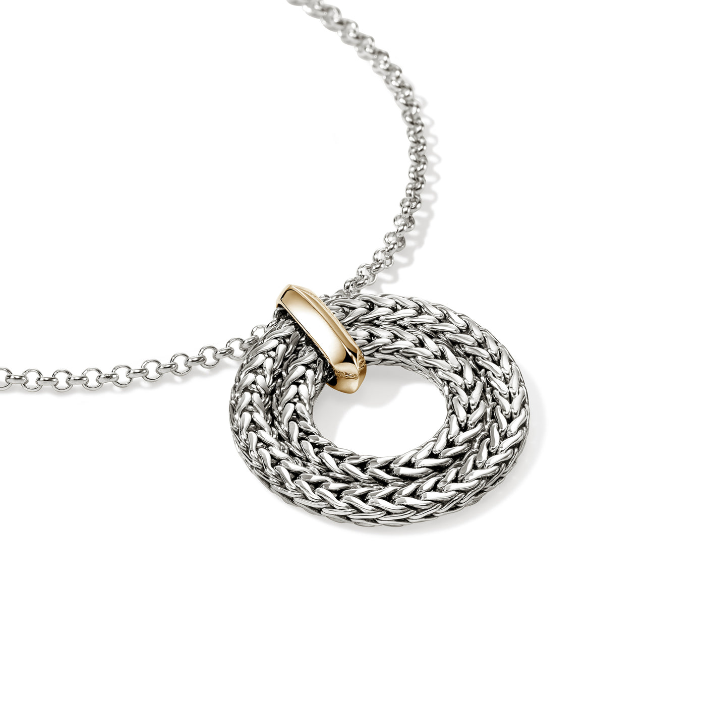 Sterling/14K White & Yellow Icon Necklace 18 inch