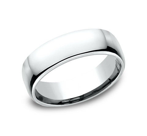 14K White Gold 6.5 mm Euro Wedding Band