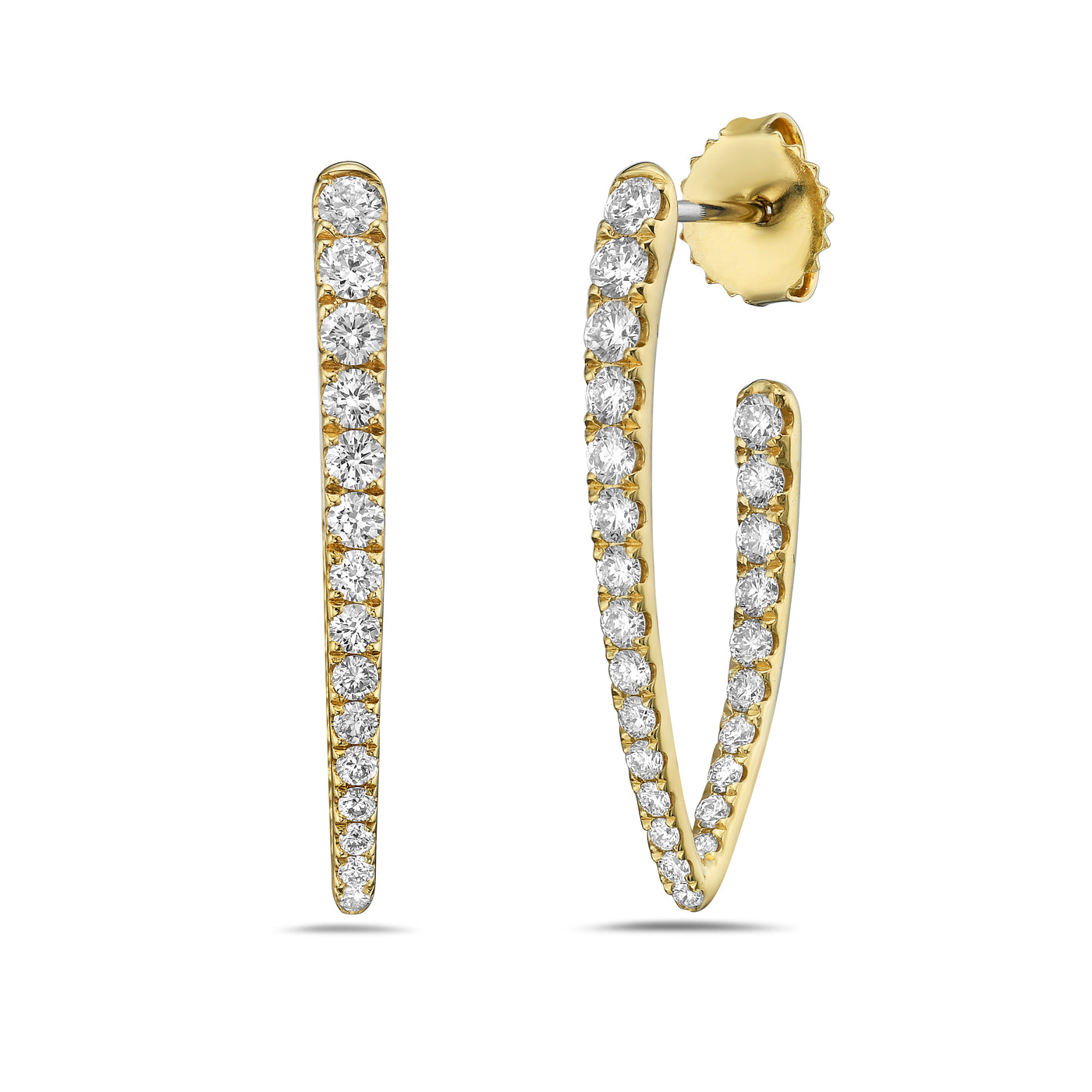 18K Yellow Natural Diamond "V" Earrings