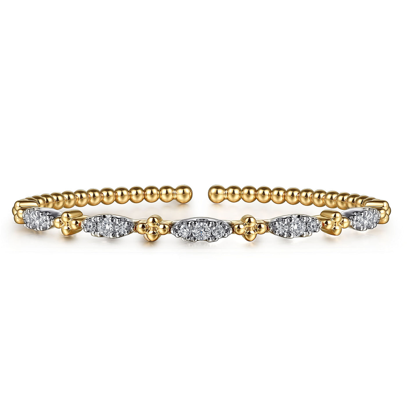 14K Yellow & White Natural Diamond Cuff Bracelet