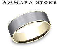 Tantalum/14K Gray and Yellow 7.5 mm Satin Wedding Band Size 10