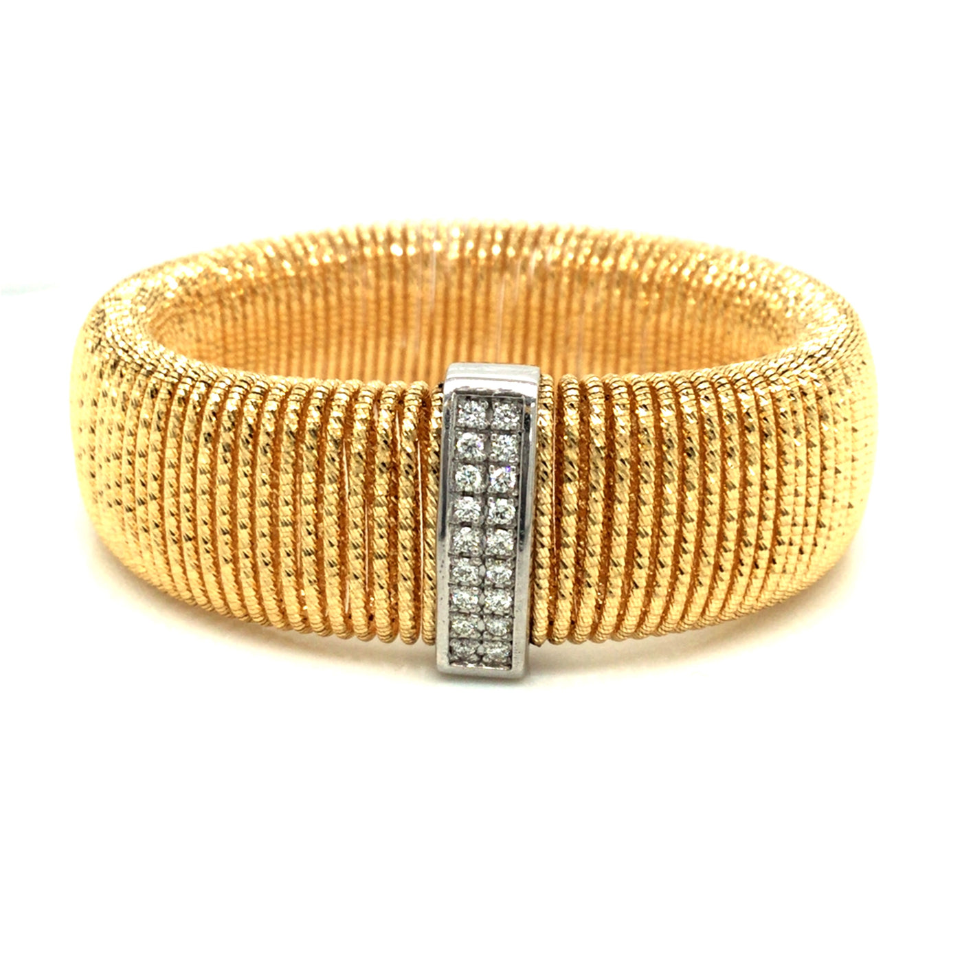 18K Yellow & White Natural Diamond Stretch Bracelet