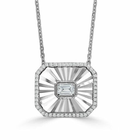14K White Natural Diamond 18 inch Necklace