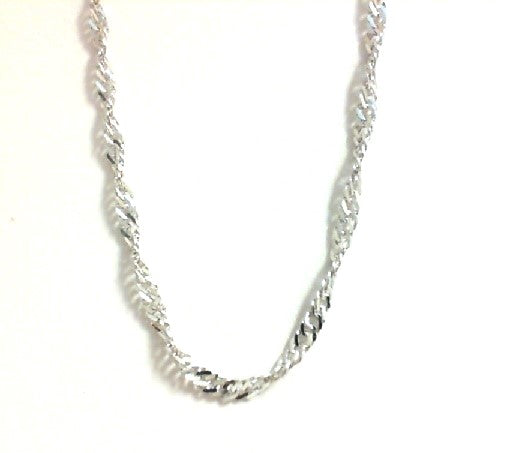 14K White 24 Inch Singapore Chain