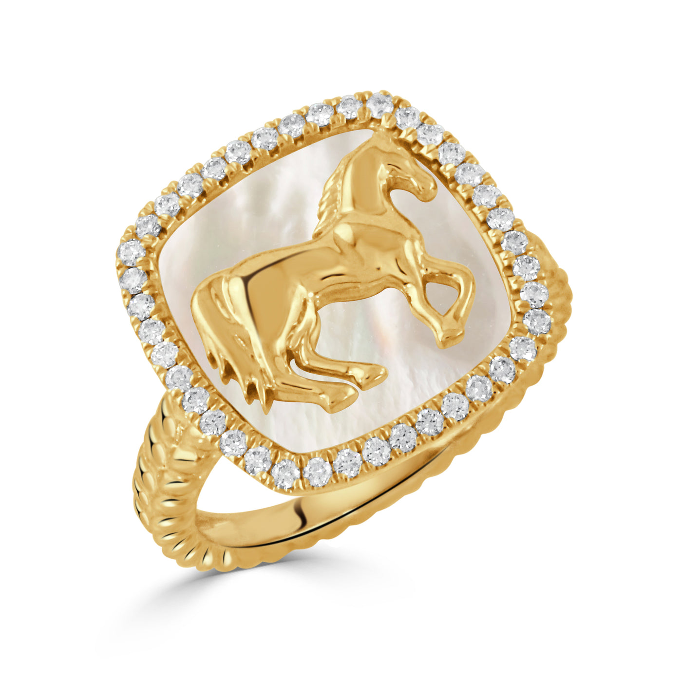 R10764WMP - 18k Yellow Gold Ring from the Equestrian collection