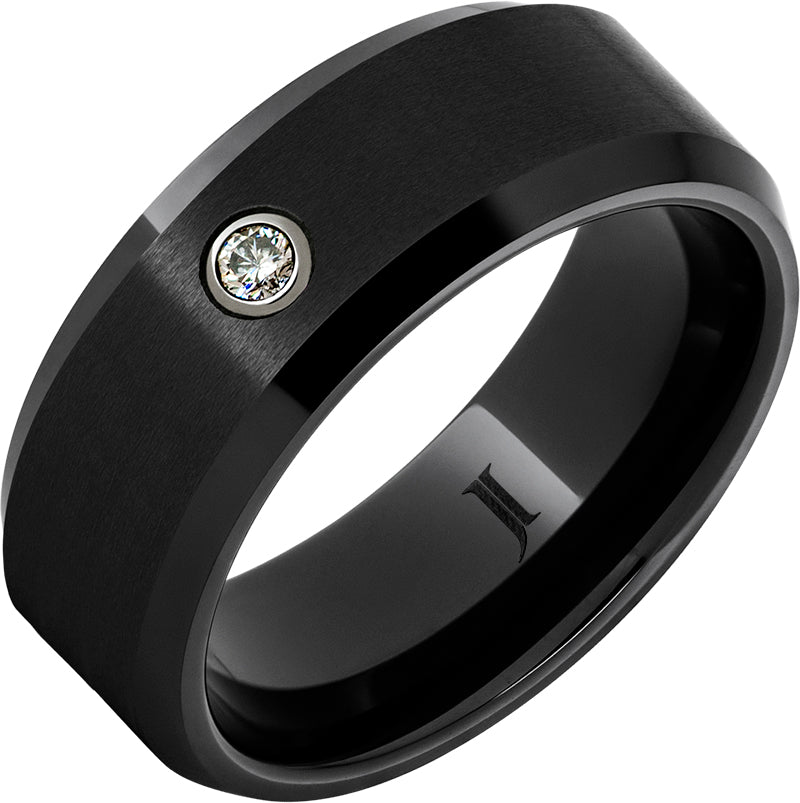 Black Diamond Ceramic™ Ring with Diamond and Satin Finish