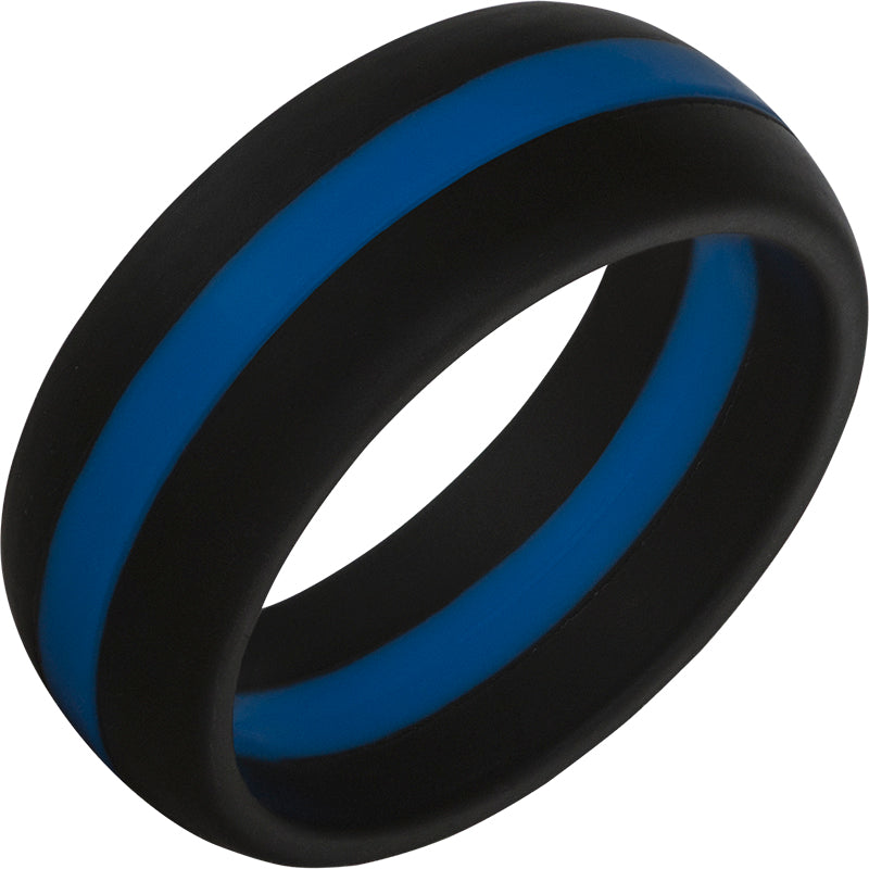 TruBand™ Silicone Black Ring with Blue Center