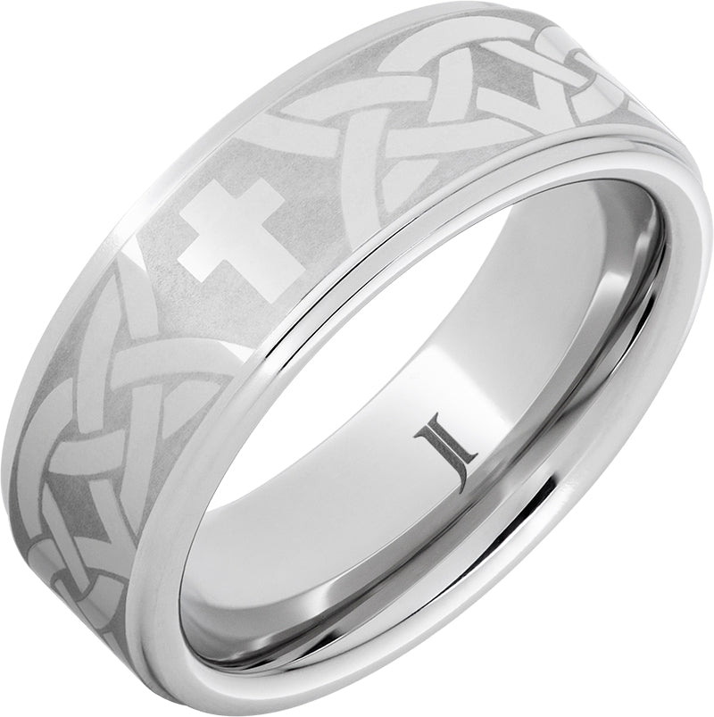 Serinium® Mens Ring with Christian Celtic Knot and Cross