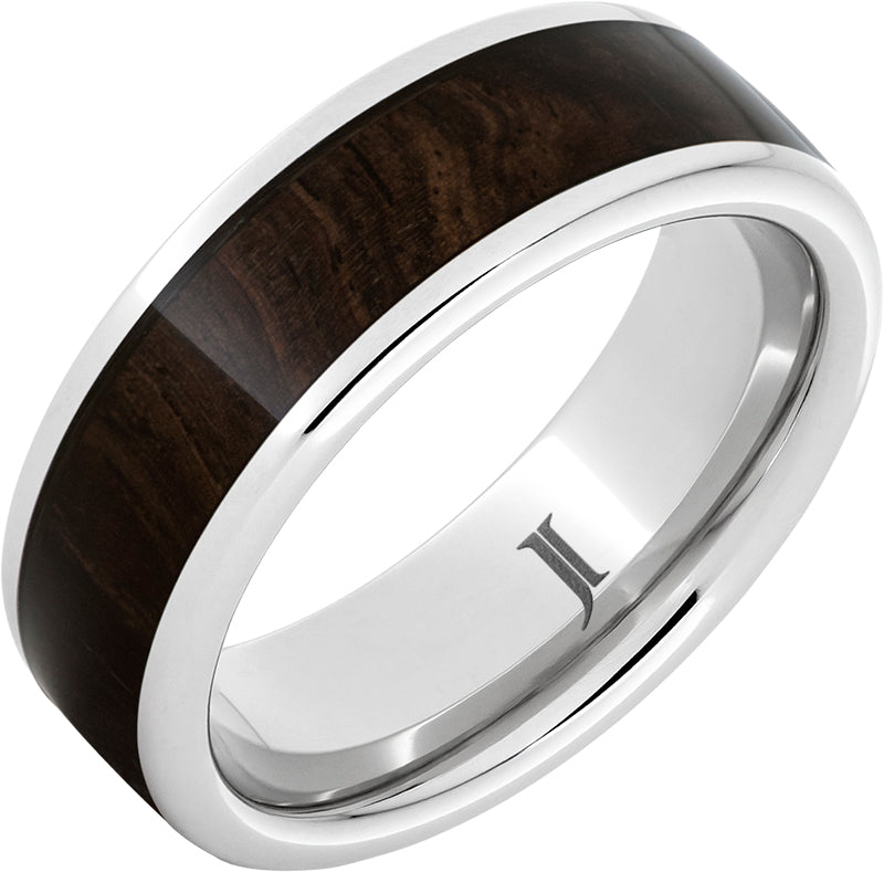 Serinium® Mens Ring with African Blackwood Inlay