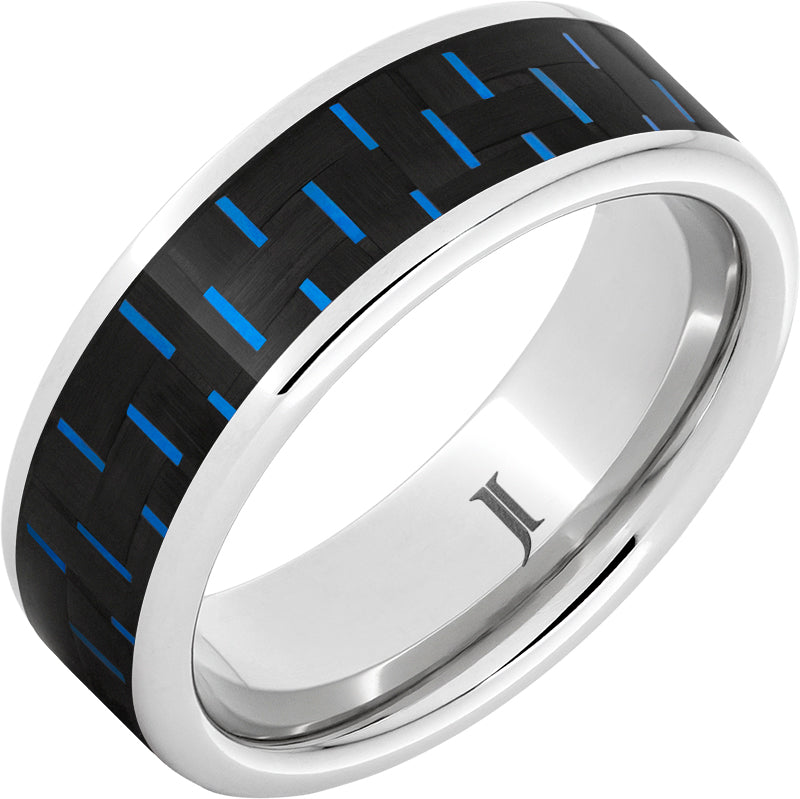 Serinium® Ring with Blue and Black Carbon Fiber Inlay