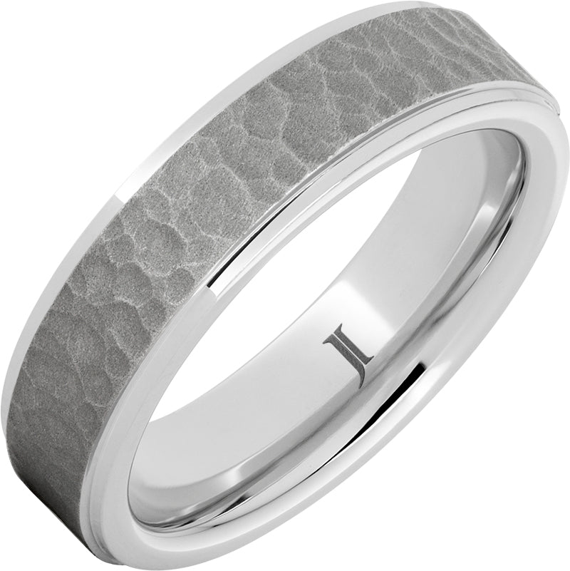 Serinium® Mens Moon Crater Ring with Sandblast Finish