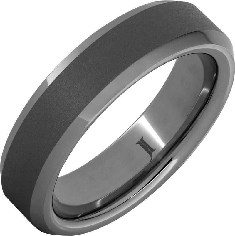 Rugged Tungsten™ Beveled Mens Ring with Sandblast Finish