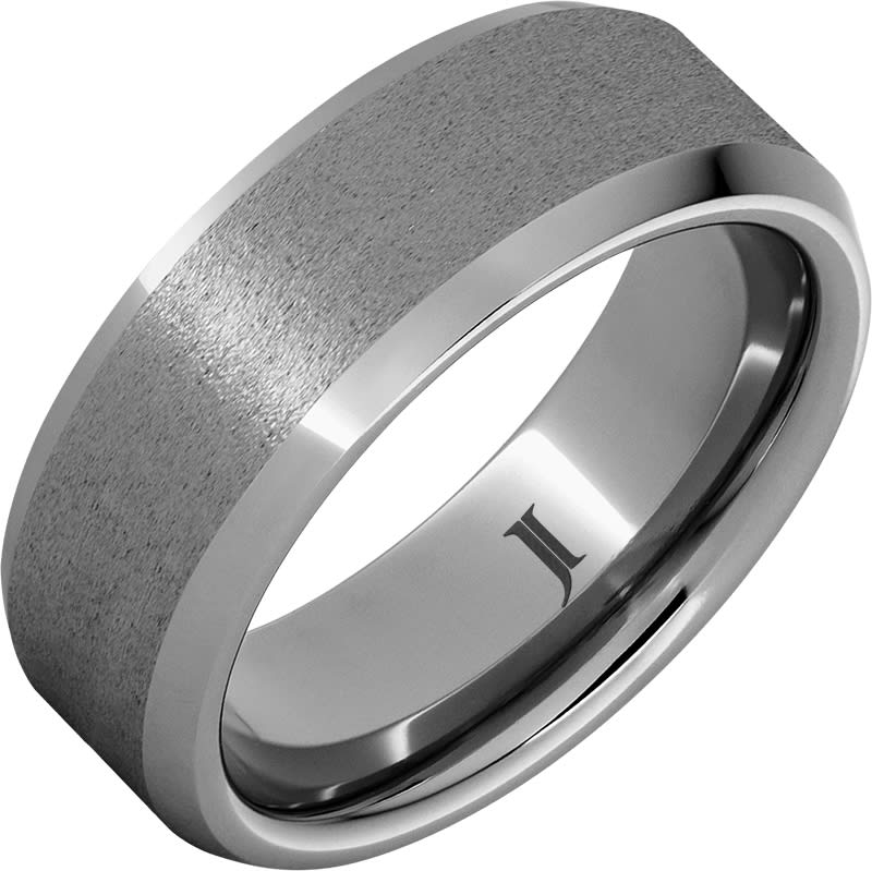 Rugged Tungsten™ Beveled Edge Ring with Stone Finish