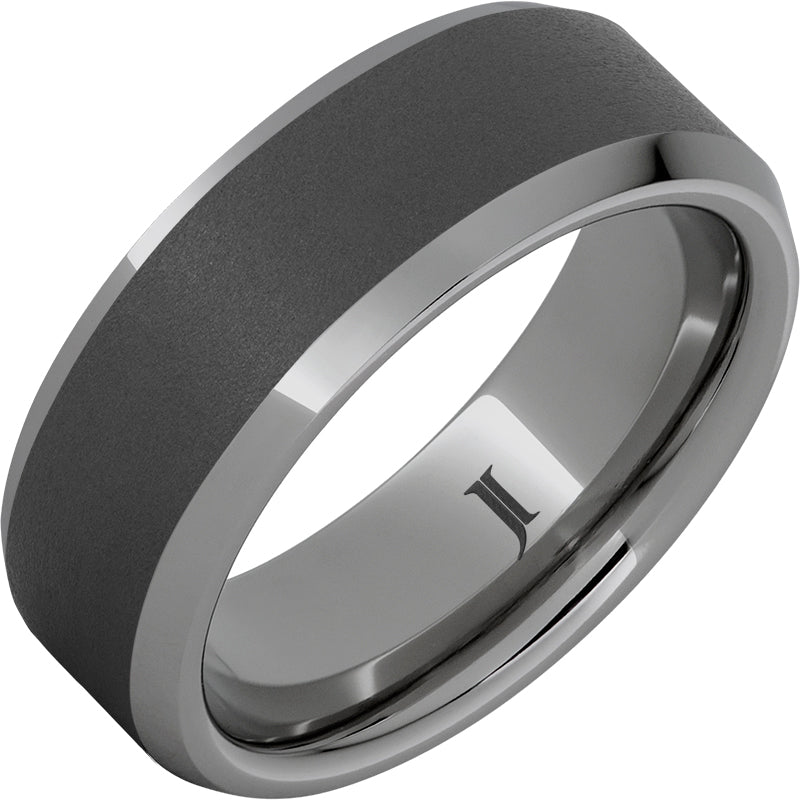 Rugged Tungsten™ Beveled Edge Ring with Sandblast Finish