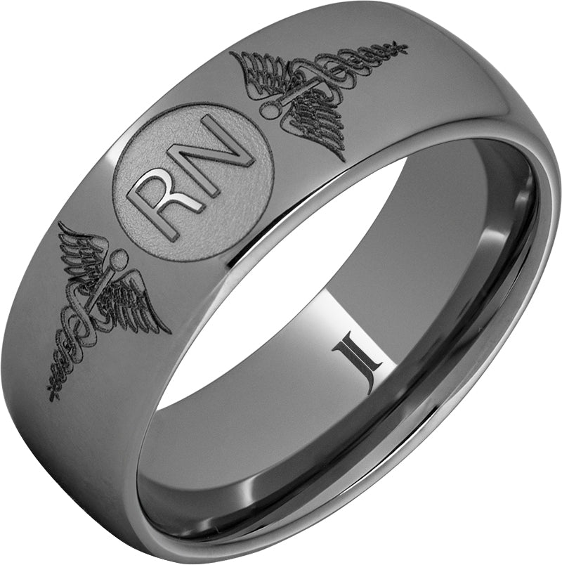 Rugged Tungsten™ Ring With Caduceus - Registered Nurse